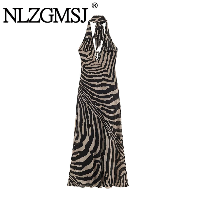 Maxi Dress Halter - Nlzgmsj 2026 Women Halter Neck Zebra