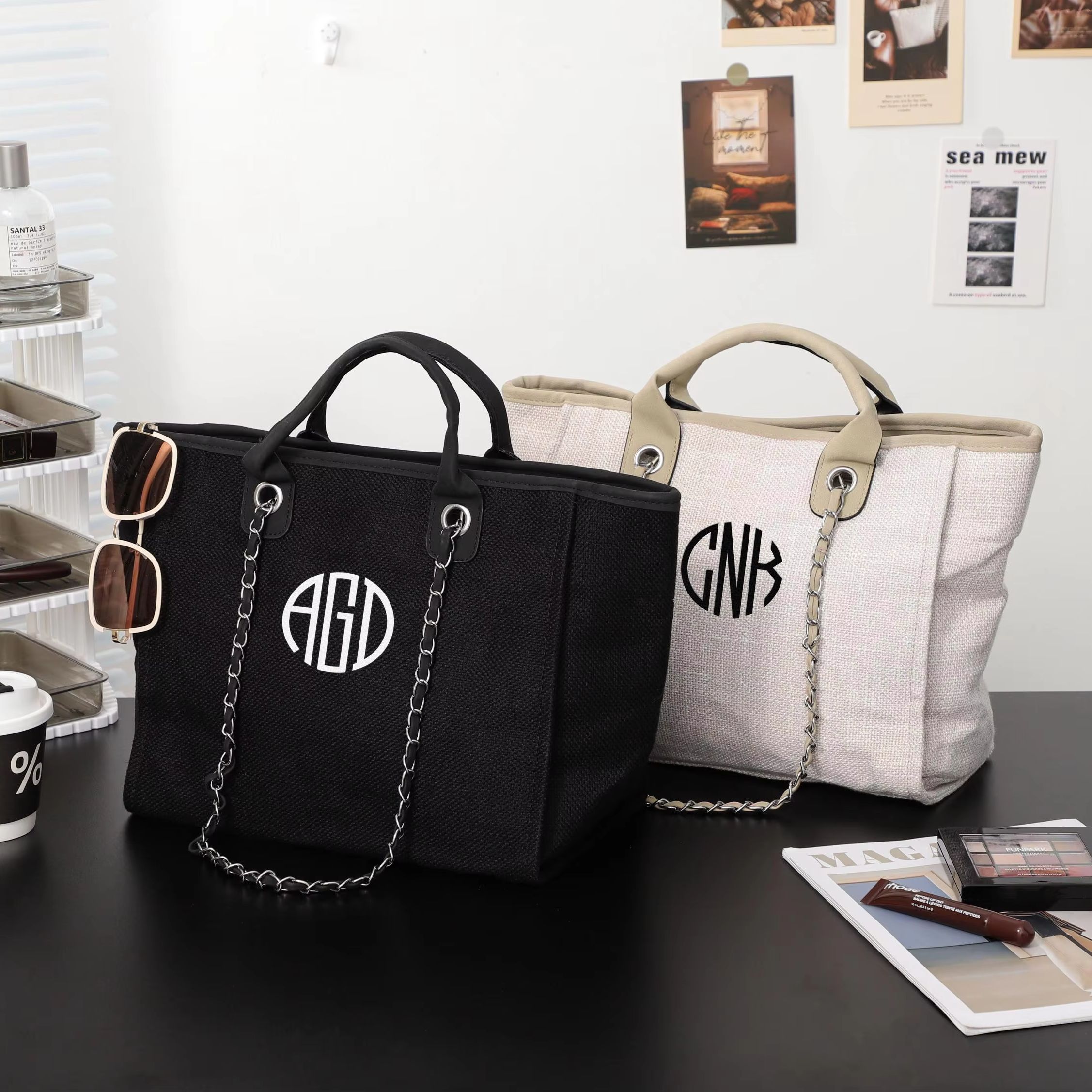 Personalized Canvas Chain Bag  - огляд і ціна Tote Bag Beach